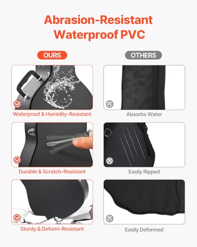 VEVOR Acoustic Guitar Hard Case, 43.31 in Gourd-Shaped Guitar Hard Case, With Lock Latch Key Handle, PVC Padding Soft Lining Water-Resistant Hard Shell Guitar Case, for 39-41 in Acoustic Guitar, Black - size: 43.3 inch(case size)