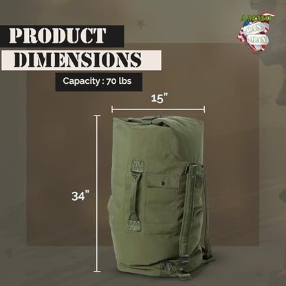 Military Style Tactical Duffle Bag, 70 Lb, Olive Drab
