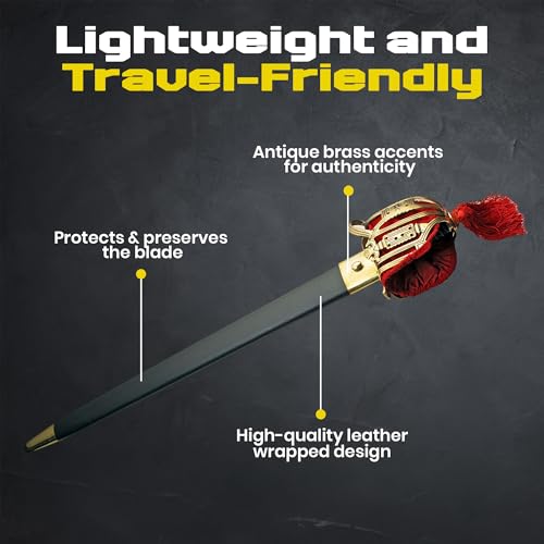 SZCO 38" Broad Scottish Sword- Ceremonial Sword with Basket Hilt, Red Suede Handle, and Leather-Wrapped Scabbard for LARP & Collectors
