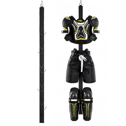 TUYUU Portable Hockey Equipment Drying Rack 5 Hooks Gifts for Youth & Men - color: Black