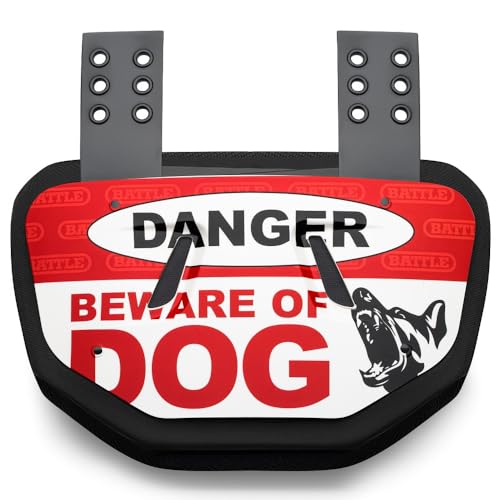 Battle Sports Novelty Football Back Plate, Kids, Adults - color: Beware of Dog, Red, size: Adult