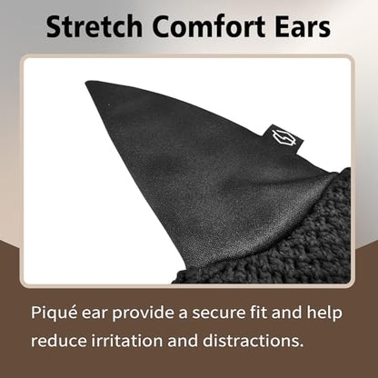 EQUINEWAVE Horse Fly Bonnet, Breathable Crochet Ear Bonnet with Stretch Comfort Ears, Contoured Fit for English Riding - color: BLACK