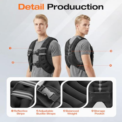 Weighted Vest for Women Men, Weight Vest for Walking, Adjustable Weight Training Vest for Workout, Running, Exercise