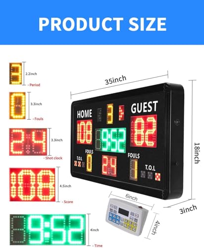 Large Electronic Scoreboard with Shot Clock Control,Panel Contorl
