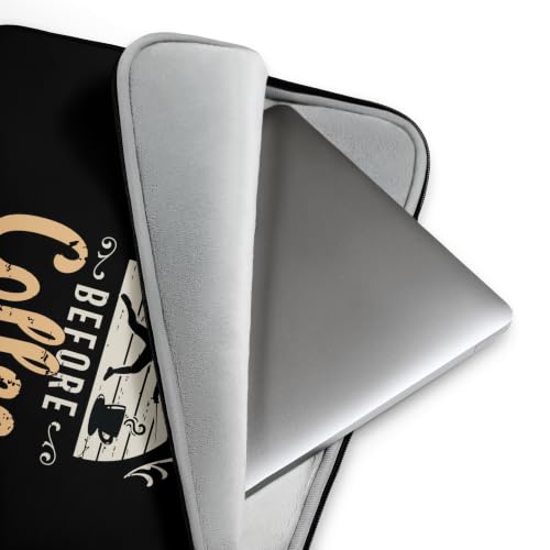 Fencer Before Coffee Longsword Fencing Coffee Lover Fencer Graphic Laptop Sleeve - size: 15 Inches