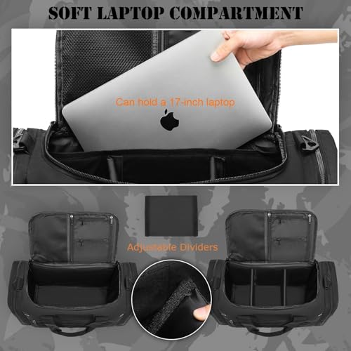 65L Extra Large Duffle Bag for Men & Women - Military Tactical Gym Bag - color: Black, size: 65L