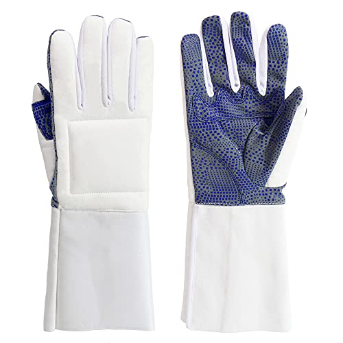 LEONARK Padded Fencing Glove for Foil Epee Sabre, Anti-Slip PU Dot Protective Fencing Bout Practice Glove with Shock Absorbing Pad, Long Forearm Sleeve Design, 1 Pack - color: Left Hand, size: Medium
