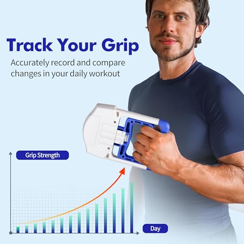 Digital Grip Strength Tester, 198 lb Hand Dynamometer, Blue