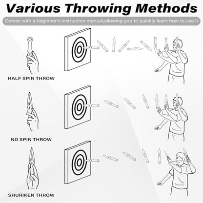 Dispatch 12 Pcs 6.5" Throwing Set, 3Cr13 Stainless Steel Black E-Coated Throwers with Paracord Handle, Full Tang, Tip Protectors & Nylon Carrying Bag,Throwing Spear for Competition and Recreation - style: Green Throwing Knives Set of 12
