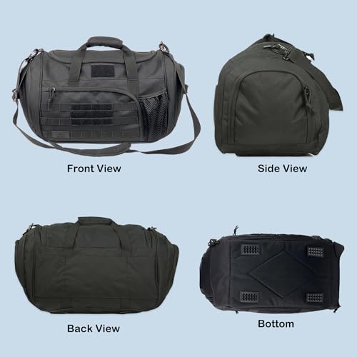 APRlLBAY 43L Large Capacity Military Duffel Bag - Tactical Gym Bag/Weekender for Men & Women (Jet Black) - color: Black