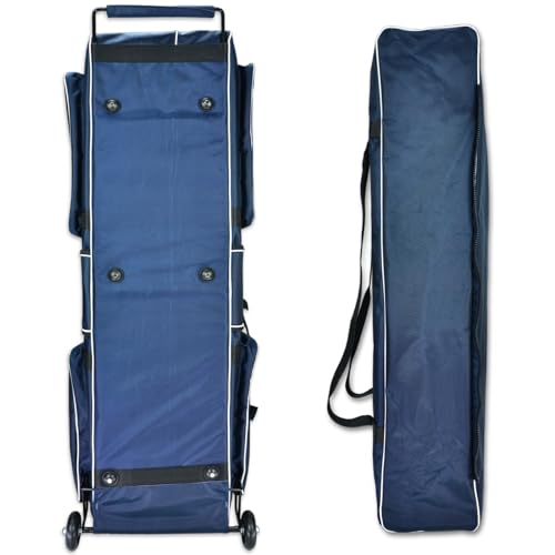 Fencing Bag with Wheels - Competition Draw-bar Rolling Fencing Bag - Fencing Bags with A High-Top Weapon Bag - color: Navy Blue