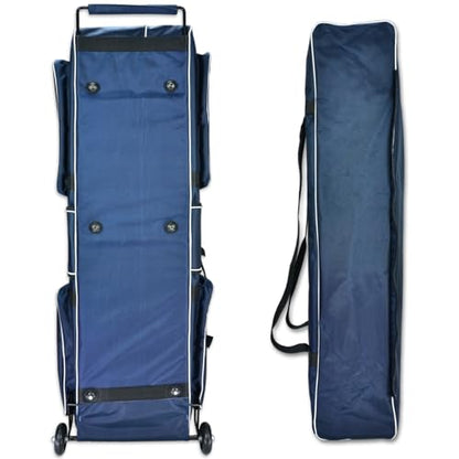Fencing Bag with Wheels - Competition Draw-bar Rolling Fencing Bag - Fencing Bags with A High-Top Weapon Bag - color: Navy Blue