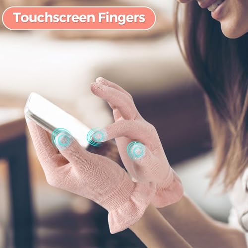 Donfri Touchscreen Cotton Moisturizing Gloves 6 Pairs, Pink, S - size: Small-Pink