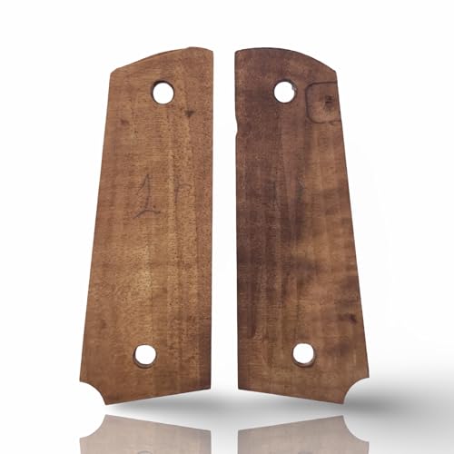 Art Series 1911 Pistol Grips – Handcrafted Walnut Wood Panels with Unique Engraved Designs | Oil Finish | Fits Full-Size 1911 Clones - color: Iron Sentinel