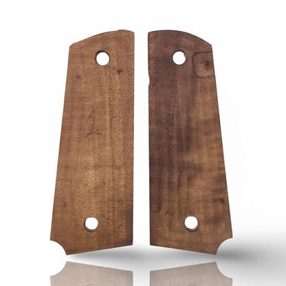 Art Series 1911 Pistol Grips – Handcrafted Walnut Wood Panels with Unique Engraved Designs | Oil Finish | Fits Full-Size 1911 Clones - color: Iron Sentinel