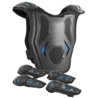 Kids Dirt Bike Gear, Motocross Adjustable Armor Body Guard Vest Suit (Blue) - color: Blue