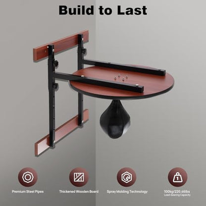 Speed Bag Platform Set – Wall Mounted Punching Ball with 5-Height Adjustment, Steel & Wood Boxing Trainer for Reflex, Coordination & Rhythm Training, Home Gym & Martial Arts