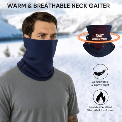 TICONN Neck Gaiter for Men Women, Cooling Bandana Face Mask Cover Gator - color: 2 Navy Blue, style: Fleece