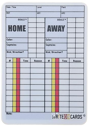 WRITEonCARDS Rewriteable Referee Cards for Soccer, Game Record Plus (Set of 2 Cards)