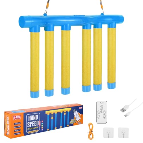 Reflex Challenge Game, Hand Eye Coordination Training Reaction Training Toy, Upgrade 3 Adjustable Speed Drop Stick Game with Remote Control