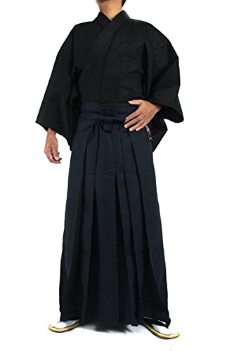 Edoten Japanese Samurai Hakama Uniform - color: Bk-navy, size: X-Large