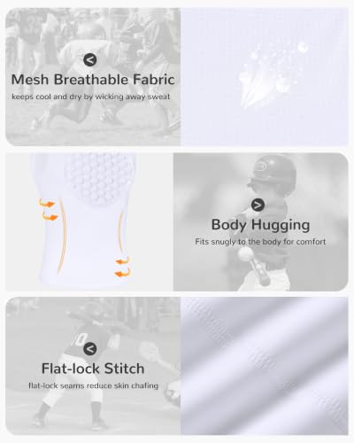Runhit Youth Baseball Chest Protector Softball Lacrosse Football Padded Compression Shirt Heart Guard Sternum Protection - color: White, size: Medium