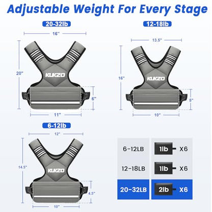Adjustable Weighted Vest Woman, 06-12/12-18/20-32lb Weight Vest Men - color: Grey, size: 20-32lb