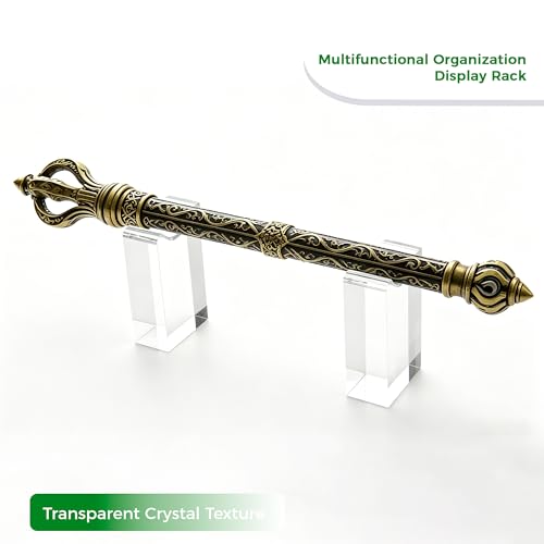 Lovemolly Clear Acrylic Lightsaber Display Stand – Adjustable Horizontal Weapon Rack for Samurai Sword, Tanto, Rapier, Cosplay Blade & Wand, 8mm Thick Heavy-Duty Desk Holder