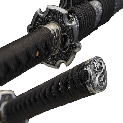 1045/1060 high Carbon Steel Full Hand Forged Traditional, Katana Sword Hademade Heat Tempered ，Japanese Samurai Swords ，Full Tang,Functional,Black - color: gray