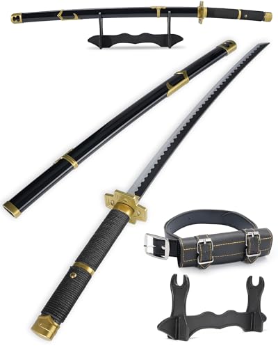 Cold Blade Katana Sword - 41 inches Katana Replica with Holster Belt and Display Stand - Sword with Authentic Design - color: Silver Gale
