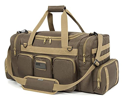 Heavy Duty Range Duffel Quality Tactical Gear Travel Sports Equipment Gym Bag Lockable Zippers with US Flag Patch (27" Khaki) - size: 27" Khaki