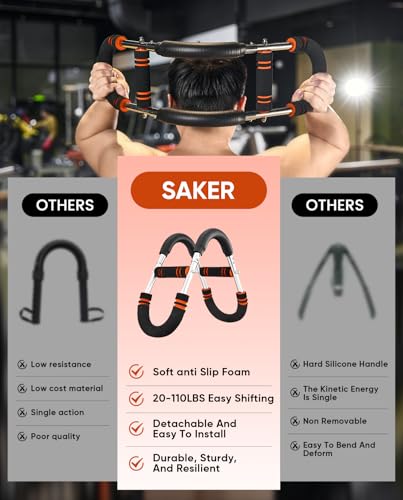 2026 New Saker PowerTwist Arm Trainer, Adjustable Forearm Strengthener, Arm Exercise and Chest Workout Equipment for Home Gym, for Men, Ideas for Fitness Enthusiasts - style: 30-120LB(Orange-Black)