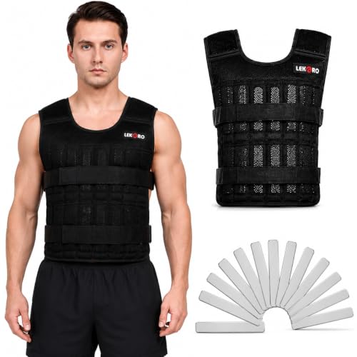 44LB Weighted Vest Set with Steel Plates for Strength, No-Bounce Fit - size: 22LB Weighted Vest