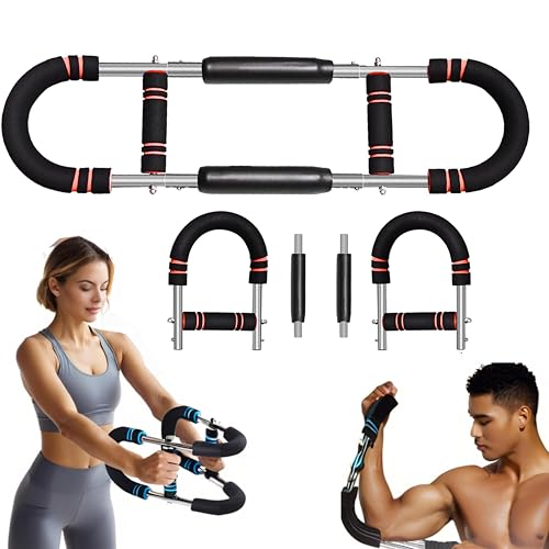Twister Arm Trainer for Men 5 Level Resistance (45-110 lbs) Chest Workout Equipment for Women Exerciser Bar Biceps Triceps Forearm Abdominal Thigh Back Muscle Exerciser - color: Red/Black