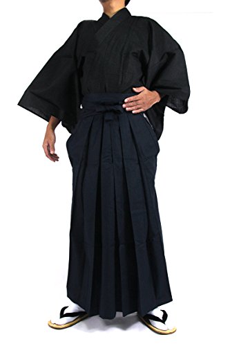 Edoten Japanese Samurai Hakama Uniform - color: 1bk-navy, size: Large
