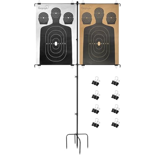 Guyuyii Adjustable Paper Target Stand for Shooting Range with 8 Clips - color: D-Shooting Target Stand (Five-Pronged Halberd Pedal)