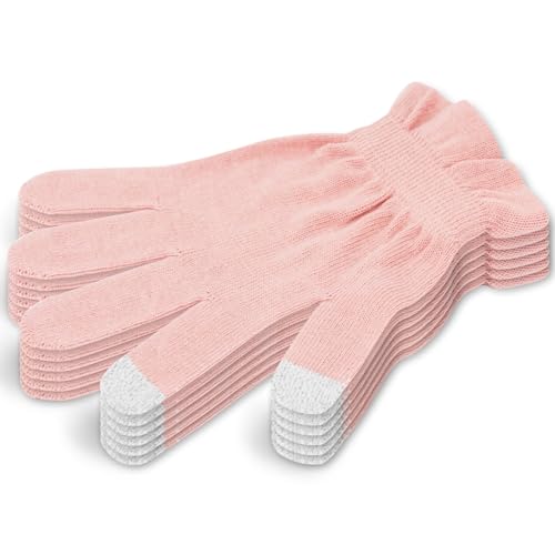 Donfri Touchscreen Cotton Moisturizing Gloves 6 Pairs, Pink, S - size: Small-Pink