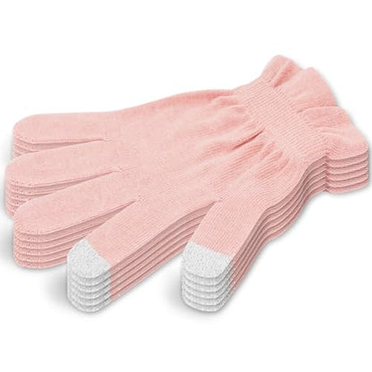 Donfri Touchscreen Cotton Moisturizing Gloves 6 Pairs, Pink, S - size: Small-Pink