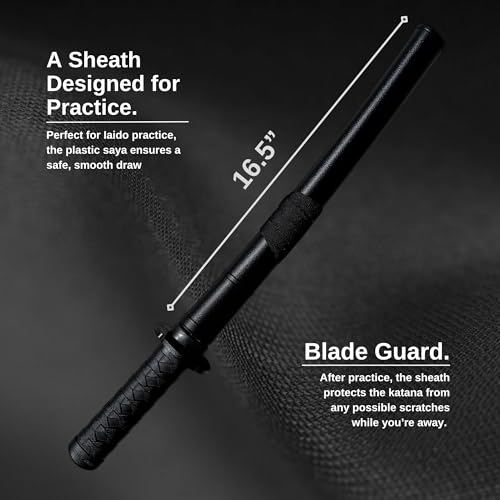 E-BOGU Polypropylene Practice Martial Arts Equipment with Black Saya Scabbard (Bokken Type 24.5") - style: Mokume Short 23.5"