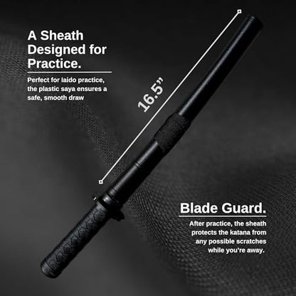 E-BOGU Polypropylene Practice Martial Arts Equipment with Black Saya Scabbard (Bokken Type 24.5") - style: Mokume Short 23.5"