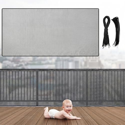 Hosuly Banister Guard Balcony Netting, 20 x 10 ft, Black, 1 Set - color: Black, size: 20 x 10 ft