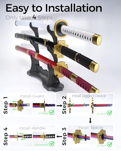 Cold Blade Katana Sword - 41 inches Katana Replica with Holster Belt and Display Stand - Sword with Authentic Design - color: 3 Piece-Kitetsu+Yubashiri+Wado Ichimonji