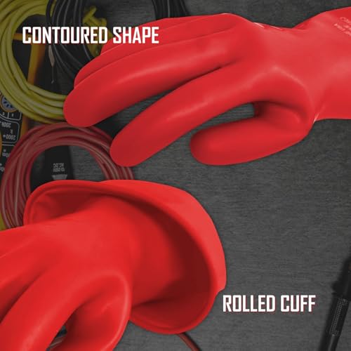 MAGID Rubber Insulating Electrical Safety Gloves, Class 0 ASTM Compliant - color: Red, size: Size 9 | Cuff Length - 14", style: 1 Pair