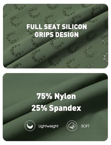 FitsT4 Sports Girls Riding Pants Full Seat High Waist Equestrian Breeches - color: Army Green, size: X-Small
