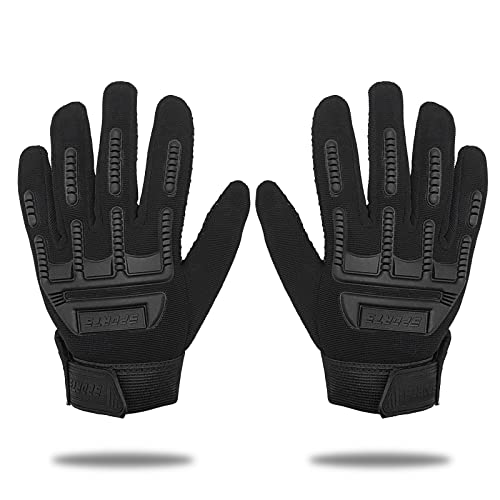 Long Keeper Kids Cycling Tactical Gloves – Boys Sport Climbing Fishing Gloves Anti Slip Full Finger Gloves - color: Style2, Black, size: Small