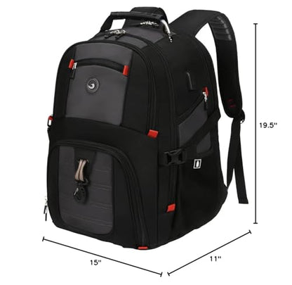 SHRRADOO Extra Large Travel Laptop Backpack for Men, Work College Backpacks - color: Grey