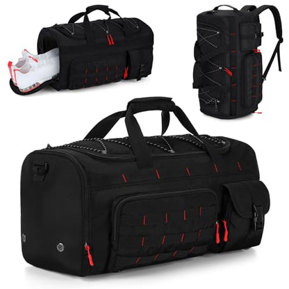 Gonex 45L 3-in-1 Duffel Bag for Gym & Travel - color: Black with Red Accents, size: 45L