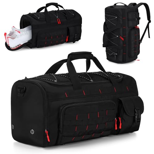 Gonex 45L 3-in-1 Duffel Bag for Gym & Travel - color: Black with Red Accents, size: 45L
