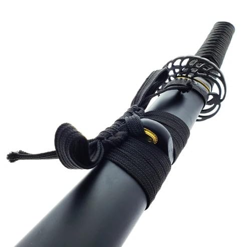 41" Hand Forged Black Katana Samurai Sword Full Tang, Sharp, 1045 High Carbon Steel Blade, Crane Tsuba