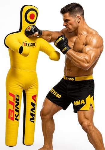 Unfilled Grappling Dummy – Adult Life Size Wrestling & BJJ Training Dummy, MMA Jiu Jitsu Judo Takedown & Throwing Practice, Heavy-Duty Triple-Stitched Canvas Submission Dummy - color: Yellow, size: 6ft / 72"